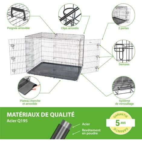 Cage pour chien Fortressoo3XL, caisse de transport pour grand chien 137x94x114cm, pliable, 2 portes, plateau amovible, utilisation interieur, Paitsy