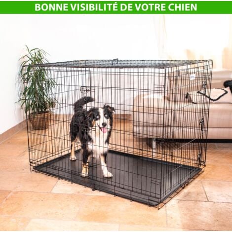 Cage pour chien Fortressoo3XL, caisse de transport pour grand chien 137x94x114cm, pliable, 2 portes, plateau amovible, utilisation interieur, Paitsy