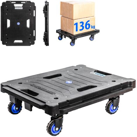 Plateau roulant pliant, Chariot à roulettes, Demenagement, Deplace meuble, 4 roues pivotantes 360°, Charge Max. 136kg, Garantie 5 ans, Hostrom