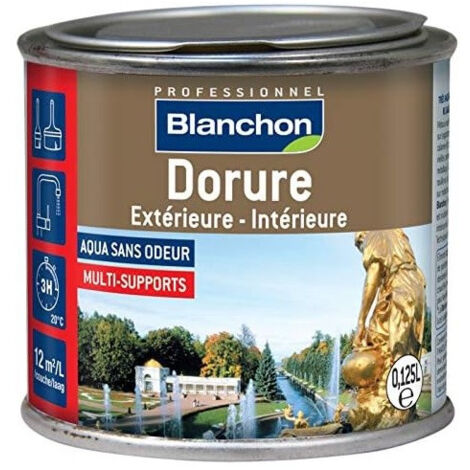 Blanchon – Peinture extérieure multi-supports or riche 0,125L – Fini métallique brillant – Résistance UV et intempéries – Application sur bois, métal, zinc