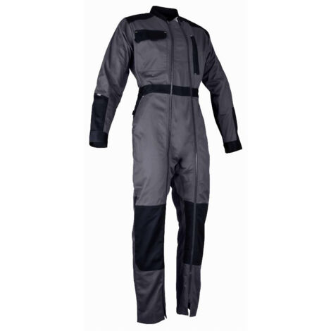 LMA – Combinaison de protection double zip 60% coton 40% polyester – Gris sombre / Noir – Poches pratiques et renforts aux genoux