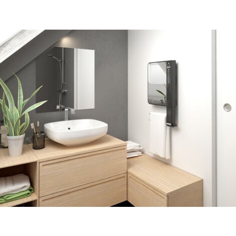 Sèche-serviettes Thermor ILLICO 3 blanc mat sans barres ni miroir mât gris foncé