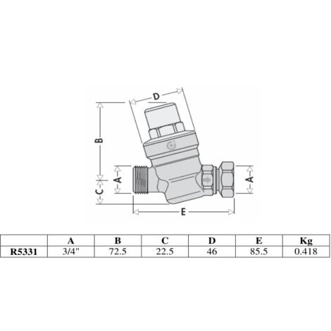 Réducteur de pression Thermador R5331 pour groupe de sécurité 3/4" MF laiton chromé 1 à 6bar