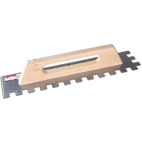 Rubi – Peigne en acier 48 cm – Denture 20x20 mm pour adhésifs cimentaires – Manche en bois fermé pour contrôle optimal
