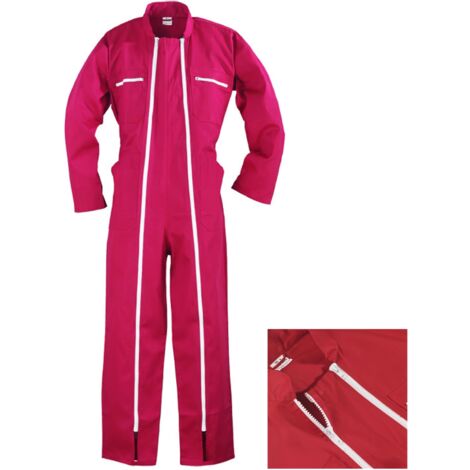 Coverguard – Combinaison de protection double zip rouge L – En polycoton 65% polyester – Coutures doubles pour durabilité – Pour environnements salissants