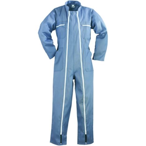 Combinaison De Travail Bleue – 2 Fermetures éclair – Poches Multiples – Tissu Polyester-coton – Taille S
