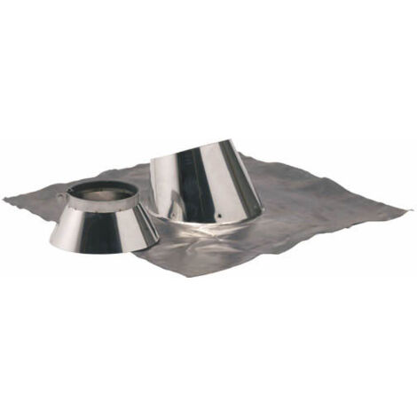 TEN – Solin de toit inox pour pente 5 à 30° – Collet d'étanchéité inclus Ø 130-180mm – Bavette plomb 800x800 pour toiture