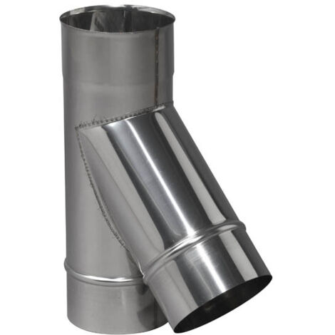 Té oblique TEN en inox 304 135° pour bois, gaz et fuel diamètre de sortie de fumée 153mm