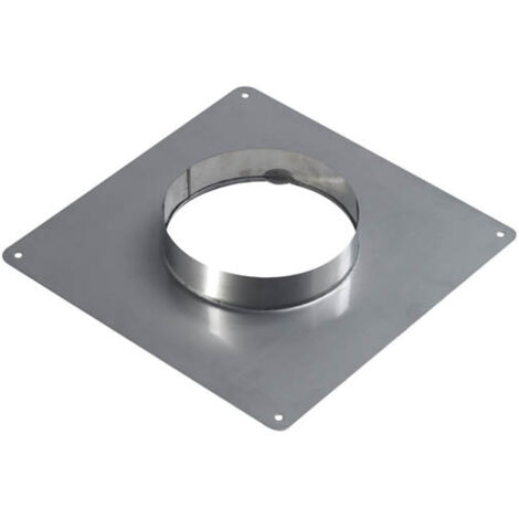TEN – Plaque d'étanchéité inox 350x350 pour tubage cheminée D150/155mm – Ventilation haute 5 cm² – Compatible chaudières étanches