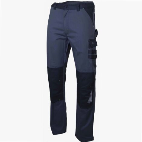 Pantalon de travail multipoches homme taille 46 – Tissu sergé 60% coton, 40% polyester – Poches genouillères pour protection – Lebeurre