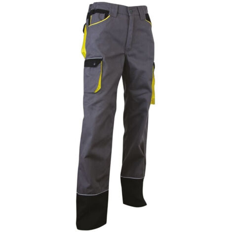 Pantalon de travail LMA SECHOIR taille 36 tricolore gris/noir/jaune zéro métal avec passepoils rétroréfléchissants