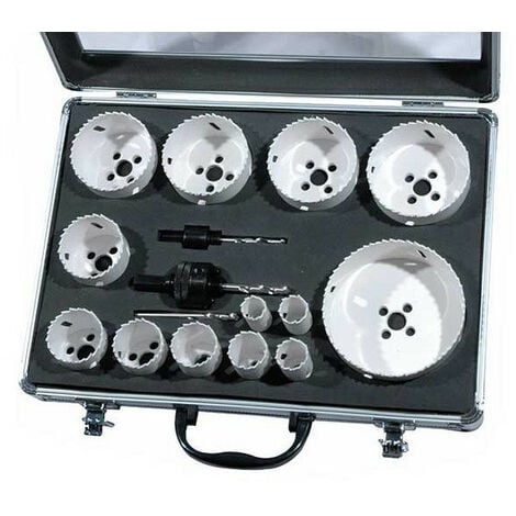 Leman - Coffret de 13 Trépans Bi-Métal Ø16 à 102 + 2 Mandrins + 3 Forets