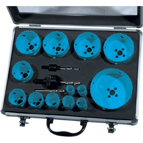 Leman - Coffret de 13 Trépans Bi-Métal Ø16 à 102 + 2 Mandrins + 3 Forets