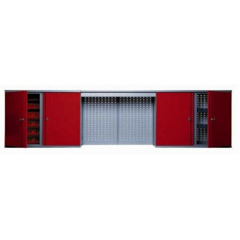 Kupper – Armoire murale 4 portes 4 étagères et 36 boites de rangement - Rouge