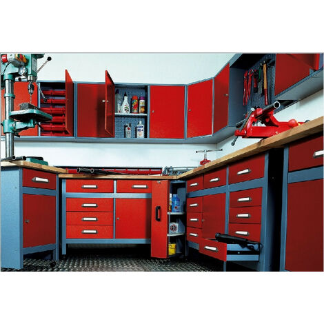 Kupper – Armoire murale 4 portes 4 étagères et 36 boites de rangement - Rouge