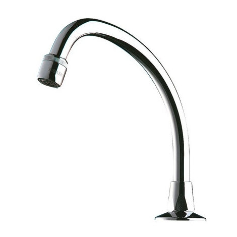 Bec de lavabo Delabie col de cygne orientable laiton chromé débit 3l/min