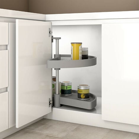Emuca - Jeu de 2 plateaux tournants module de cuisine en plastique Gris
