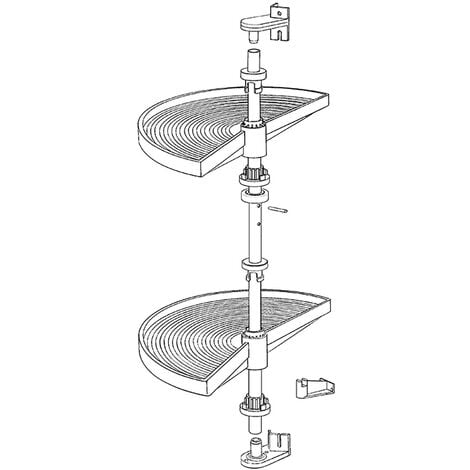 Emuca - Jeu de 2 plateaux tournants module de cuisine en plastique Gris
