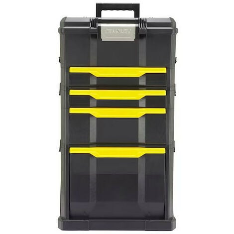 Servante Stanley Modulo 3 en 1 avec boîte Touchlatch à tiroir 55,6L poignée télescopique avec 2 roues