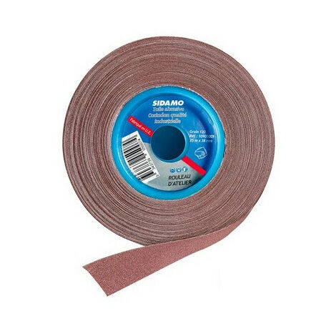 Sidamo – Rouleau abrasif de ponceuse 25m x 38mm grain 80 – Corindon pour ponçage bois dur et métaux – Souple et résistant aux arêtes vives - 25mx38mm