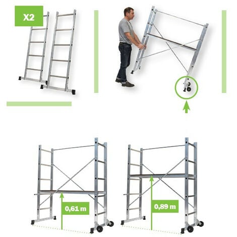 Centaure - Echafaudage aluminium hauteur de travail de 3m - B3