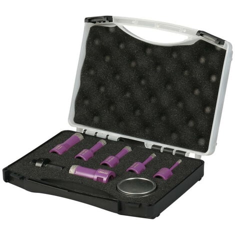 Coffret de 6 trépans diamant à sec 11101451 M14 D6-8-10-12-18-22mm