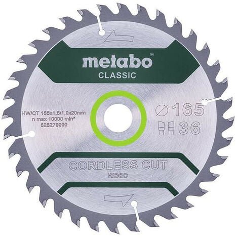 Metabo - Lame de scie circulaire «cordless cut wood» classic 165x1.6x20 mm 18 dents WZ