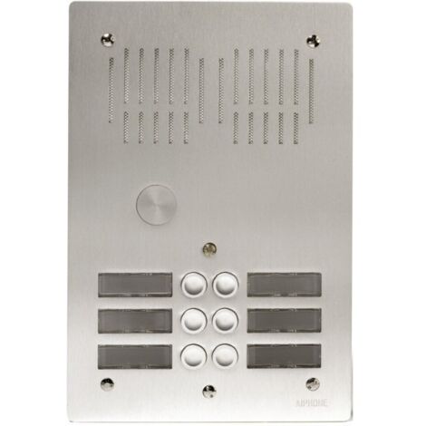 Aiphone – Platine de rue encastrée 6 boutons – Façade aluminium 4mm – Dimensions 270x180x4mm – Fixation résistante au vandalisme