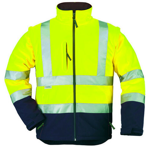 Veste Coverguard Softshell taille M jaune/marine haute visibilité manches amovibles avec bandes rétro-réfléchissantes