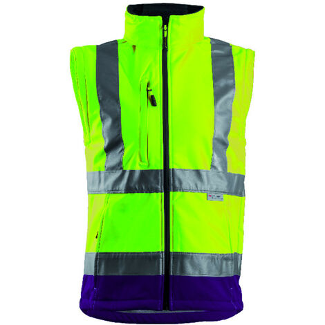 Veste Coverguard Softshell taille M jaune/marine haute visibilité manches amovibles avec bandes rétro-réfléchissantes