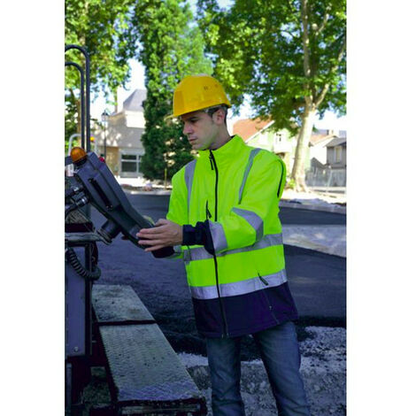 Veste Coverguard Softshell taille M jaune/marine haute visibilité manches amovibles avec bandes rétro-réfléchissantes