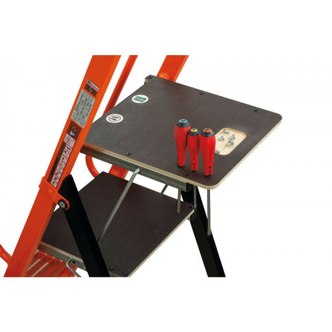 Escabeau 3 marches Mondelin Pro hauteur accès 270cm en aluminium avec double rampe d'accès large