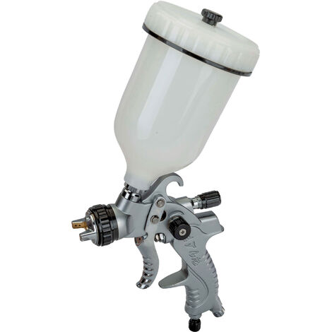 Bahco – Pistolet à peinture HVLP – Pression réglable – Réservoir 0,55 l – 5 embouts 1,0/1,2/1,4/1,7/2,0 mm – Débit de peinture ajustable (1/6)