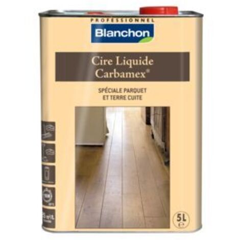 Blanchon – Cire liquide incolore 5L pour parquet et terre cuite – Protection haute brillance – Application facile avec chiffon – Rendement 25 m²/L (1/5)