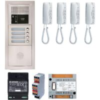 Aiphone – Pack audio 4 logements avec 4 postes GT1D programmés – Alimentation PS2420DM – Prédisposition VIGIK – GTBA4E