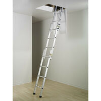 Hailo – Échelle escamotable en aluminium 3x4 échelons – Hauteur max d'accès 3 m – Verrouillage automatique – Norme EN 14 975 – Charge max 150 kg
