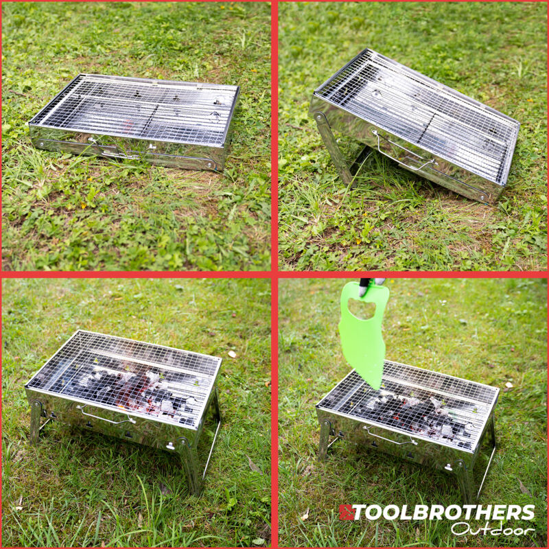 Poinçon à Charbon De Bois Pour Barbecue - Long Manche 28,5 Cm - Acier Inoxydable - Outil De Cuisine Extérieur