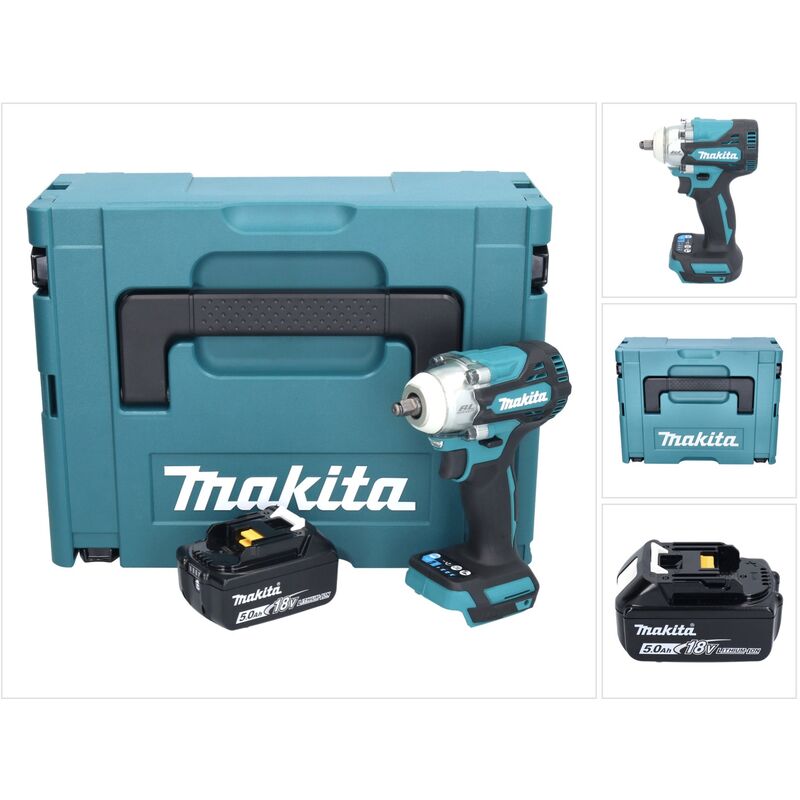 Makita DTW 302 T1J Clé à choc sans fil 18 V 300 Nm 3/8'' Brushless + 1x  batterie 5,0 Ah + Makpac - sans chargeur