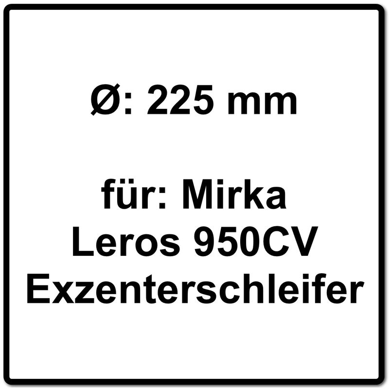 Plateau 225mm Mirka LEROS 25 trous + 8 vis de fixation (MIW9514312)