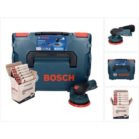 Bosch GEX 12V-125 Professional Ponceuse excentrique sans fil 12 V 125 mm brushless + L-Boxx (0601372100) + Kit de meulage Toolbrothers TURTLE - sans batterie, sans chargeur