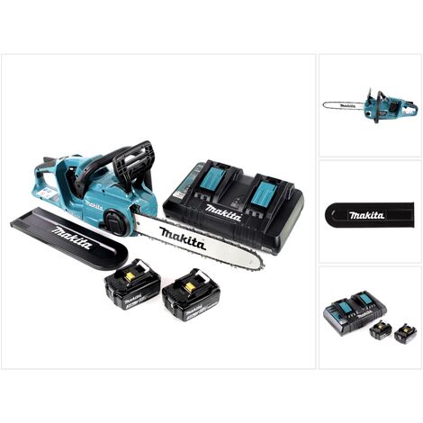 Makita DUC 353 PF2 Tronçonneuse à chaîne sans fil 36V ( 2x18V ) Brushless 35 cm + 2x 3,0 Ah batterie + chargeur double (1/4)