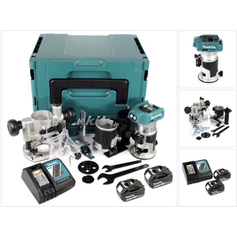 Makita – Affleureuse plaque de plâtre sans fil 18V – Moteur Brushless – 2 batteries 5,0Ah – Profondeur de fraisage 0-40mm – Vitesse 10,000-30,000 tr/min