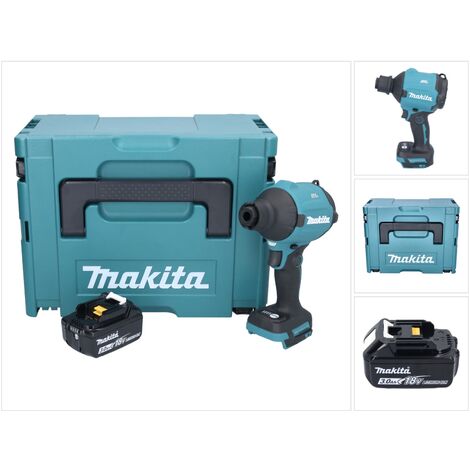 Makita – Souffleur à poussière sans fil 18V – Moteur Brushless – 4 niveaux de volume d'air – 1,1 m³/min – Coffret Makpac avec 1 batterie 3,0Ah