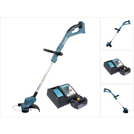 Makita – Coupe-bordure à batterie 18V – Largeur de coupe 26 cm – Tête semi-automatique – Angle de coupe réglable – Indicateur de charge