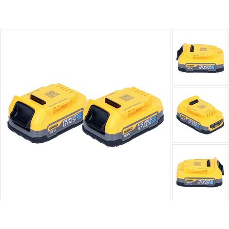 DeWalt Kit batterie DCBP 034 E2 2x batterie Powerstack 18 V 1,7 Ah / 1700 mAh XR Li-Ion - avec indicateur de charge