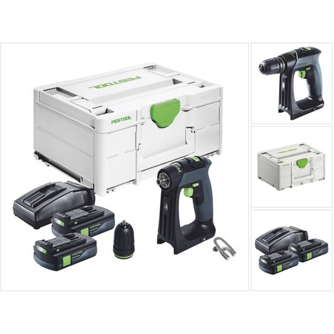 Festool – Perceuse-visseuse sans fil 18V avec 2 batteries 3,0Ah – Moteur Brushless – Couple 40Nm pour perçage bois jusqu'à 35mm – Systainer inclus
