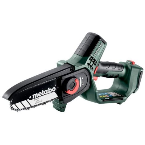 Metabo – Scie à bois sans fil 18V – Longueur de coupe 15 cm – Vitesse de chaîne 5 m/s – Pour bois dur et teck – Chaîne à faible rebond