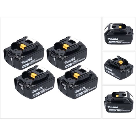 Batterie 4x 18V 5Ah Li-Ion – Temps de charge 45 min – Protection contre courts-circuits – Pour outils Makita - 197280-8 (1/5)