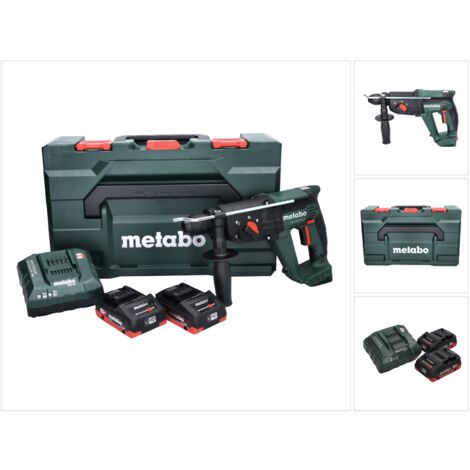 Metabo KH 18 LTX 24 Marteau combiné sans fil 18 V 2,1 J SDS plus + 2x batterie 4,0 Ah + chargeur + metaBOX ( 601712800 )