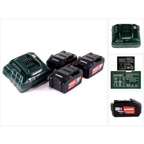 Metabo Set de base 3x bloc batterie Li-Power 18 V 4,0 Ah CAS Li-Ion + chargeur ASC 55 ( 685049000 ) (1/5)